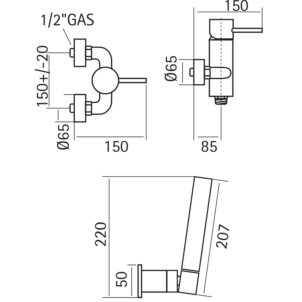 Смеситель для душа Huber Lynox LX000454D1 серый