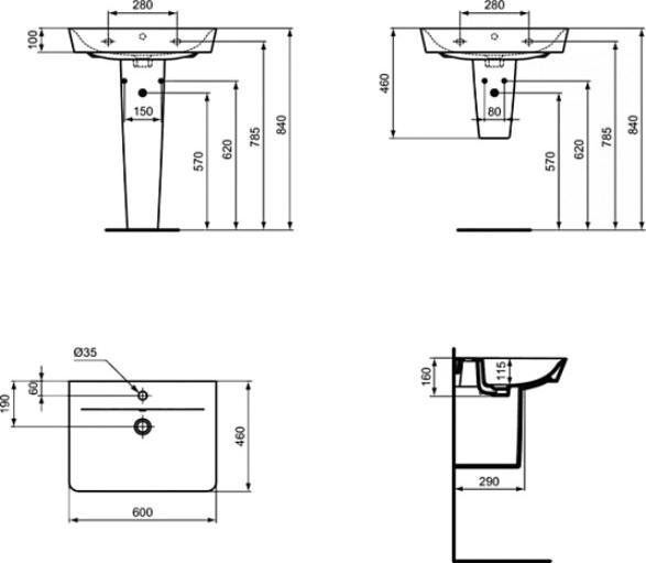 Раковина Ideal Standard Connect Air Cube E074201 60 см