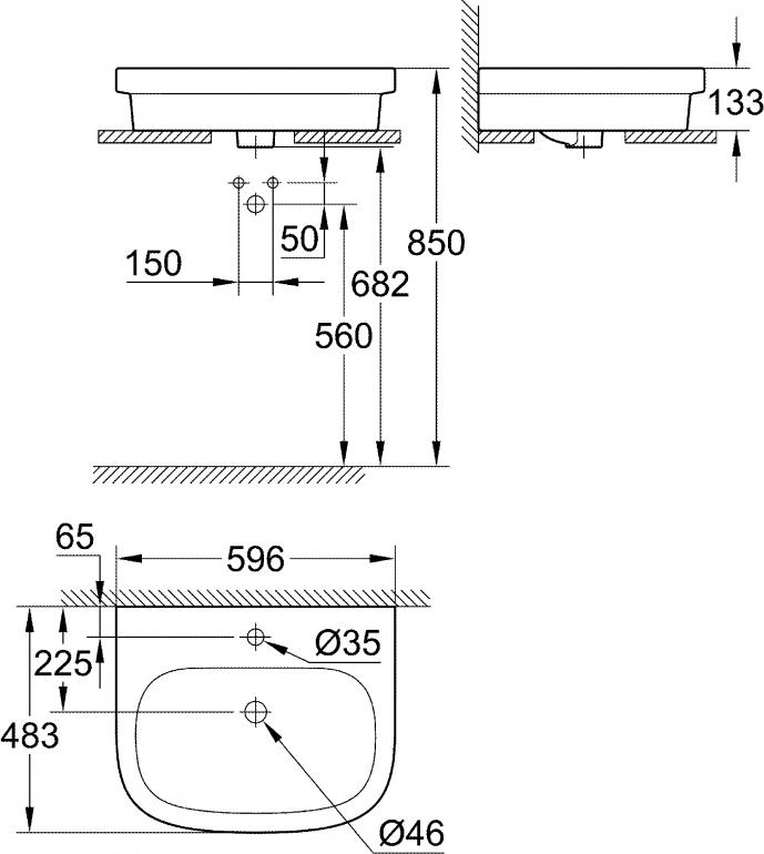 Раковина Grohe Euro Ceramic 3933700H 60 см