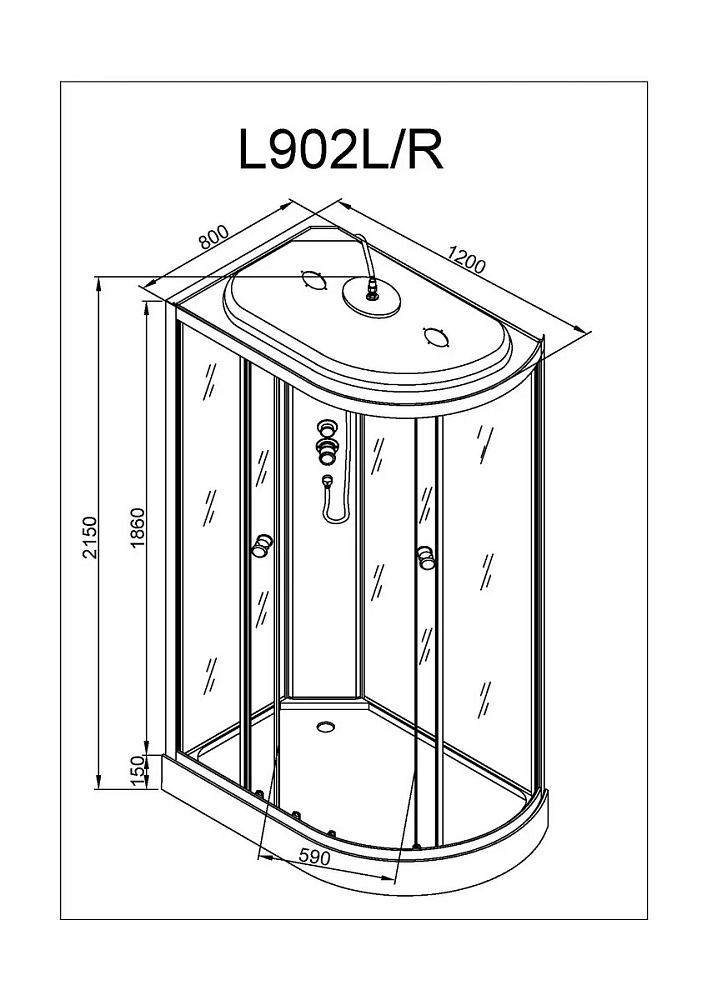 Душевая кабина Deto L L902L