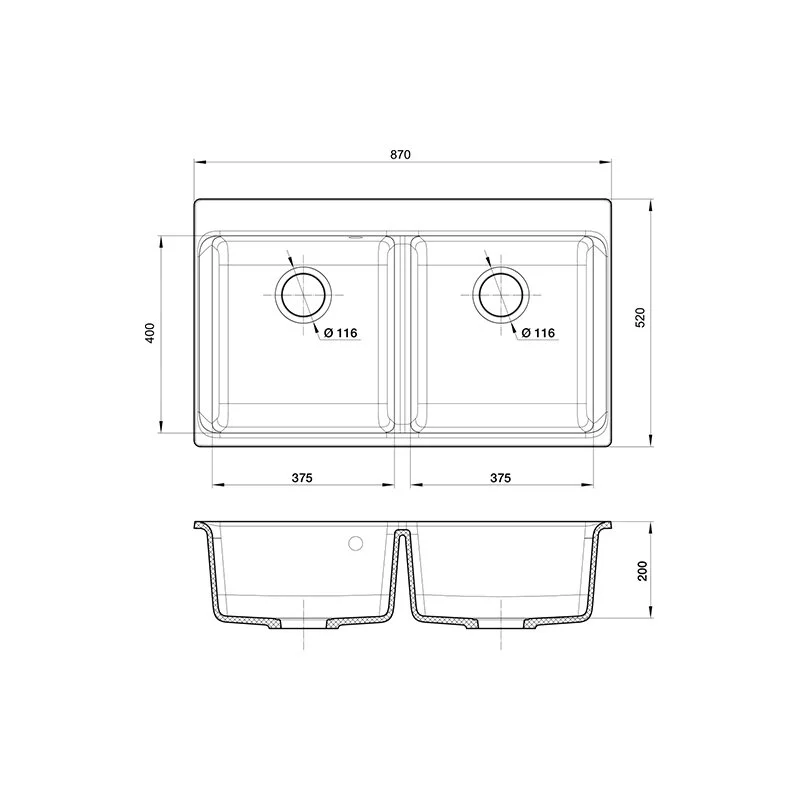 Кухонная мойка Rivelato Axel X-90-2D серый металлик серый