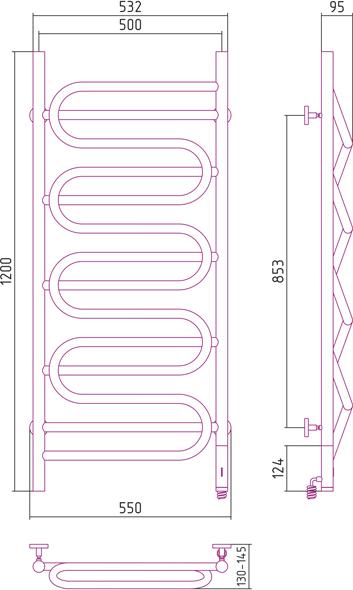 Полотенцесушитель электрический Сунержа Иллюзия 120x50 R