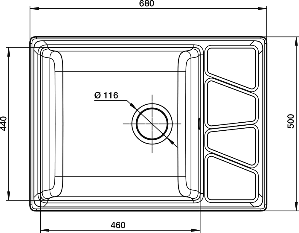 Кухонная мойка GranFest VERTEX 680L GF-V-680L черный