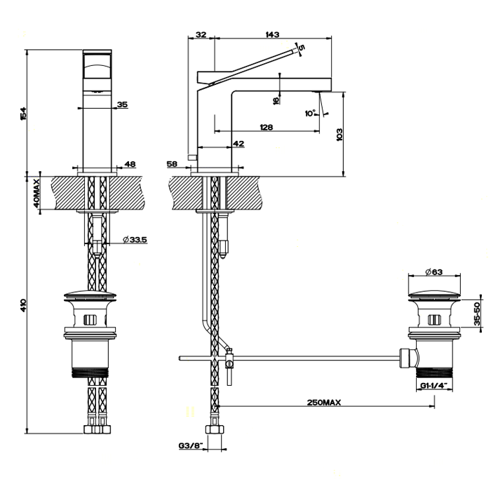 Смеситель для раковины Gessi Rettangolo K 53001#031, хром