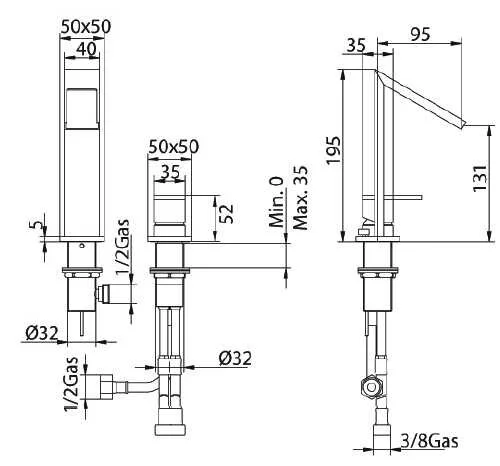 Смеситель для раковины Bandini Dive 780120AALR03 белый, коричневый