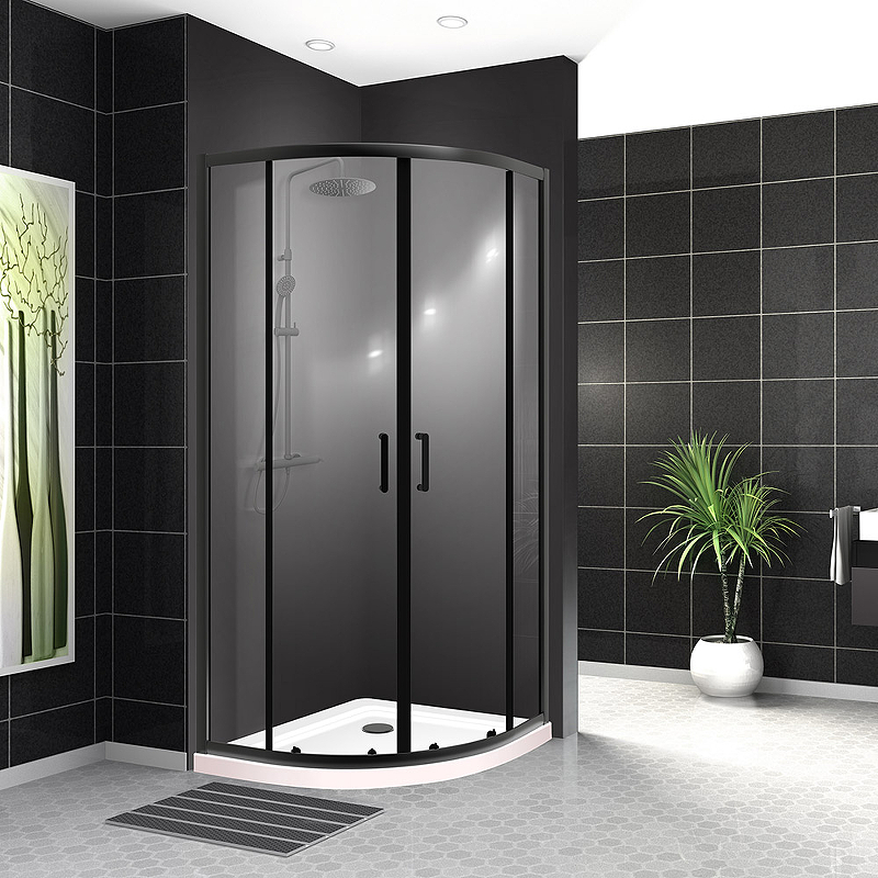 Душевой уголок BelBagno UNO-195-R-2-100-C-NERO 100x100, профиль черный, стекло прозрачное