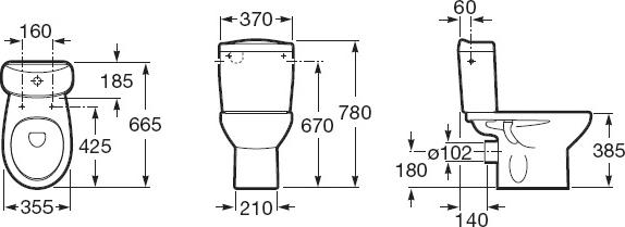 Напольный унитаз Roca Victoria 34239A000 с бачком 34139Z000 подвод снизу бачка