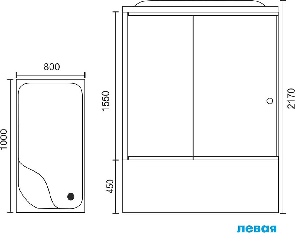 Душевая кабина 100х80 см Royal Bath BP RB8100BP3-WC-L стекло матовое с гидромассажем