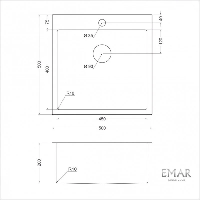 Кухонная мойка Emar Best EMB-117A PVD Nano Dark черный