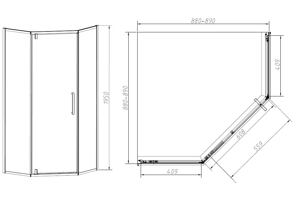 Душевой уголок Vincea Slim-N VSP-4SN900CLB 90x90, ерный, стекло прозрачное