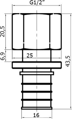 Переходник Stout SFA 0002 16xG 1/2" аксиальный с внутренней резьбой