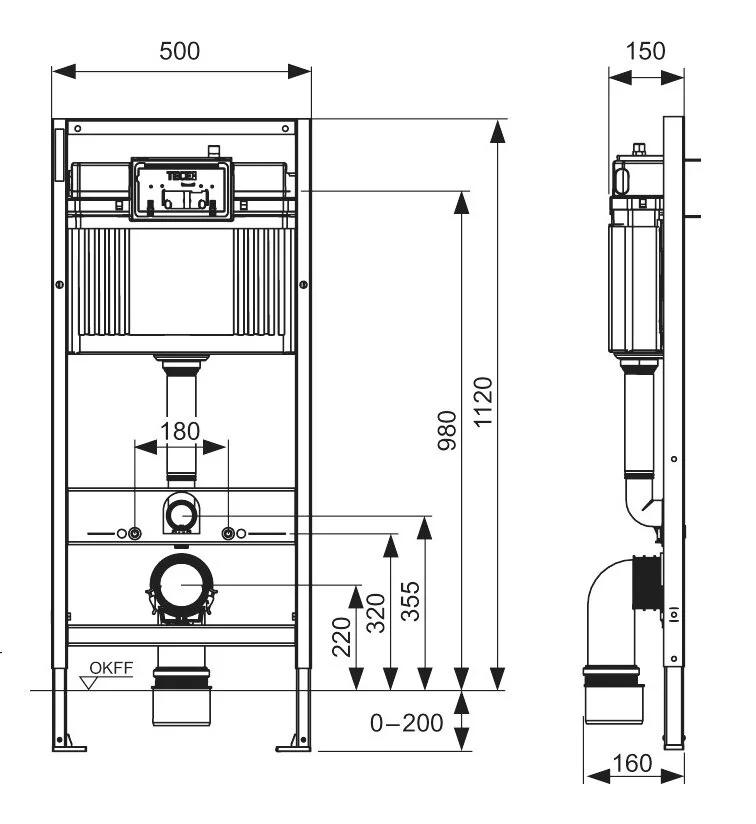 Инсталляция для унитаза TECE Base 9400405.WC2 с безободковым унитазом TECEone с кнопкой смыва TECEambia, хром глянцевый