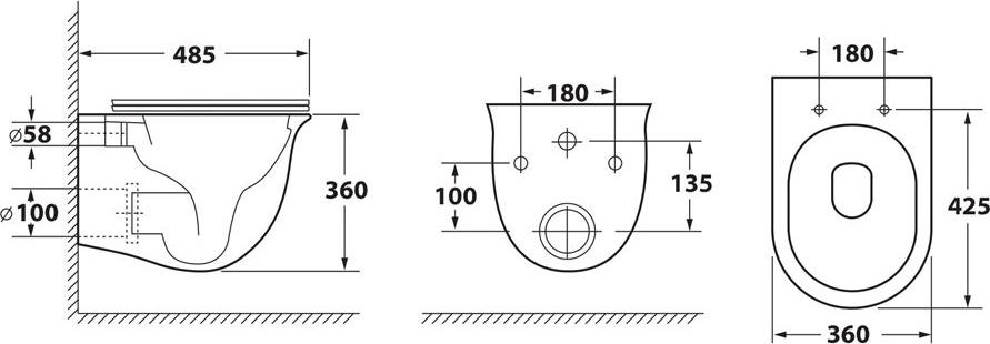 Подвесной унитаз OWL 1975 Eter OWLT190201 с крышкой-сиденье микролифт