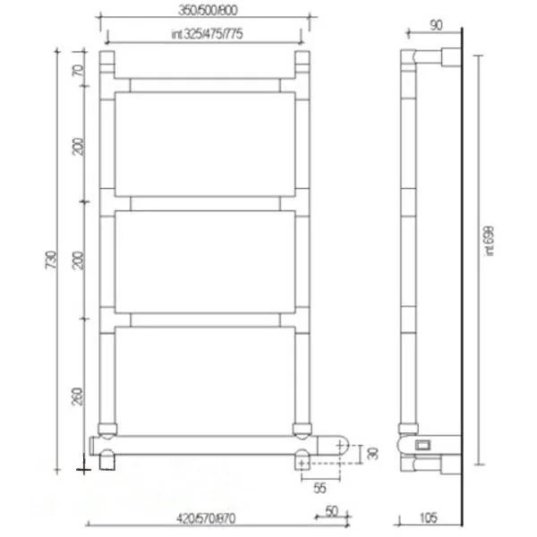 Полотенцесушитель электрический Margaroli Sereno 58232505WHB белый