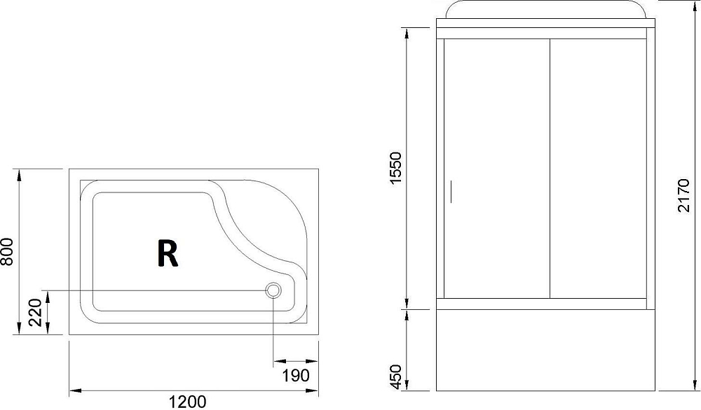 Душевая кабина 120х80 см Royal Bath BP RB8120BP3-WT-CH-R стекло прозрачное с гидромассажем