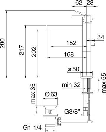 Смеситель Treemme Q 5612.CC для раковины