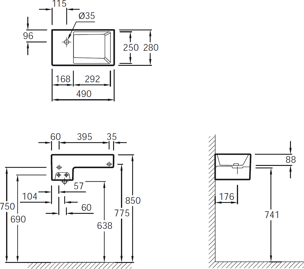 Рукомойник Jacob Delafon Terrace EGA012 49 см