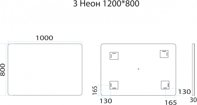 Зеркало LED 1200х800 Misty 3 Неон П-Нео12080-3ПРСНЗКУ, сенсор на зеркале