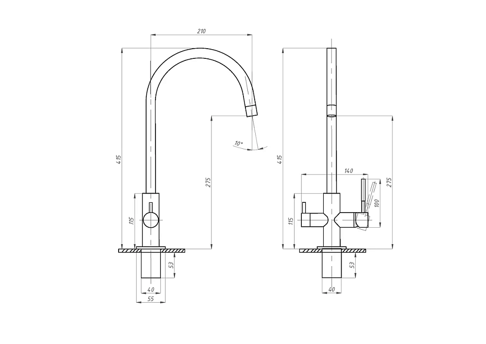 Смеситель для кухни ПСМ-Профсан Steel PSM-300-11 серый