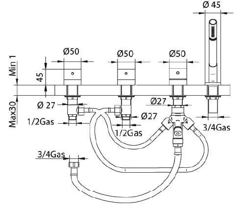 Смеситель для ванны с душем Bandini Stel 956740SN00SC хром