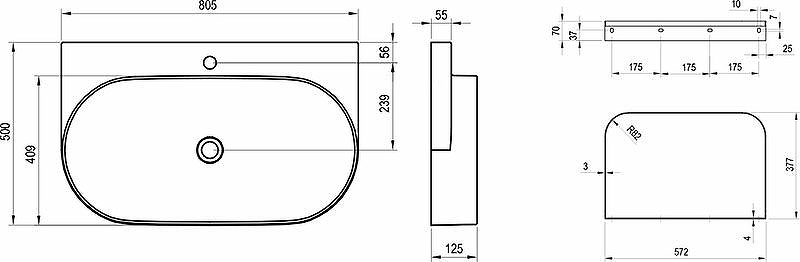 Раковина Ravak Yard 80 XJX01280002, белый