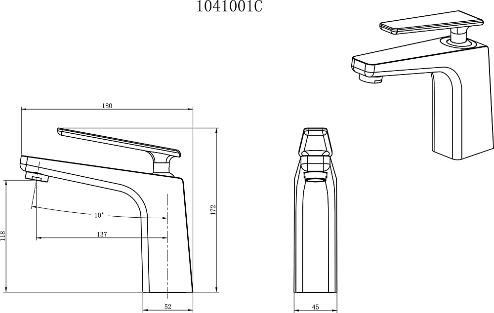 Смеситель Gllon GL-104 1001C для раковины