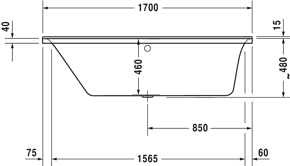 Акриловая ванна Duravit P3 Comforts 170x75 700375 с ножками 790100