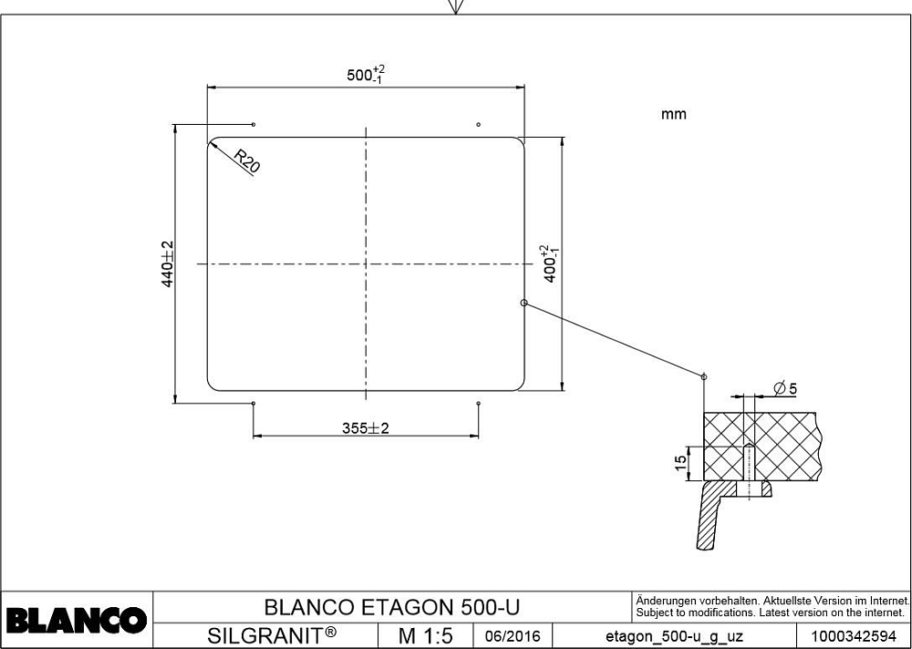 Кухонная мойка Blanco Etagon 500-U Silgranit 522229 алюметаллик