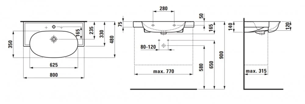 Раковина Laufen The New Classic 8.1385.5.757.104.1 белый