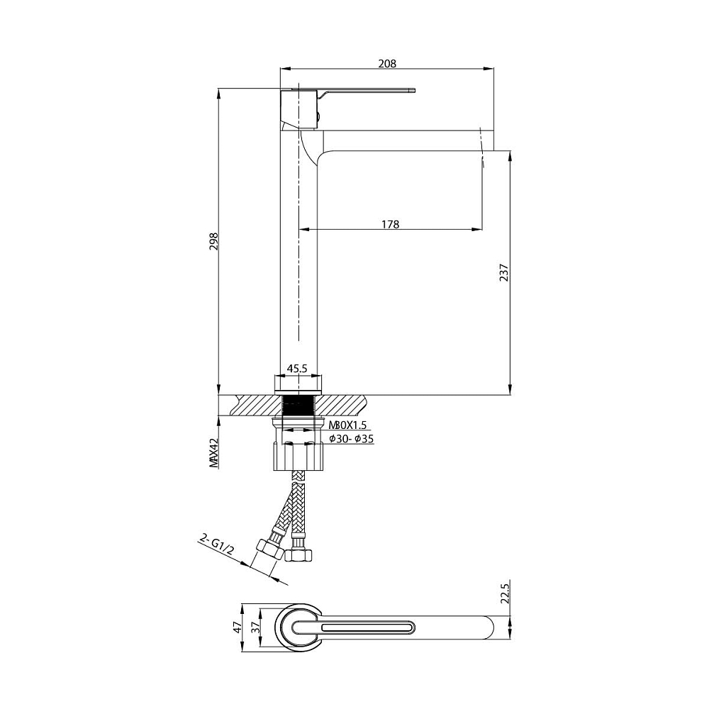 Смеситель для раковины Vincea Rondo VBF-1R2CH, хром