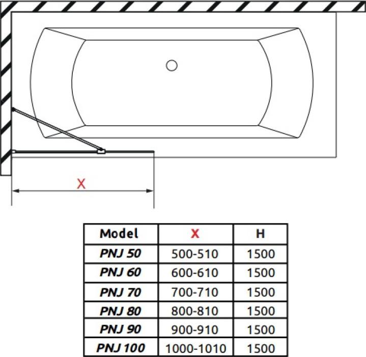 Шторка для ванной Radaway Modo New PNJ 70 10006070-01-01