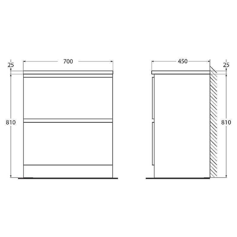 Тумба под раковину BelBagno ALBANO-700-2C-PIA-BL 70 см, Bianco Lucido