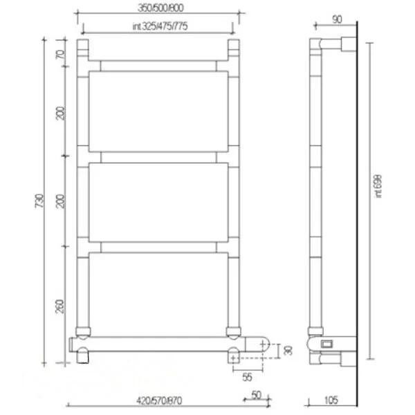 Полотенцесушитель электрический Margaroli Sereno 58247505CRB хром