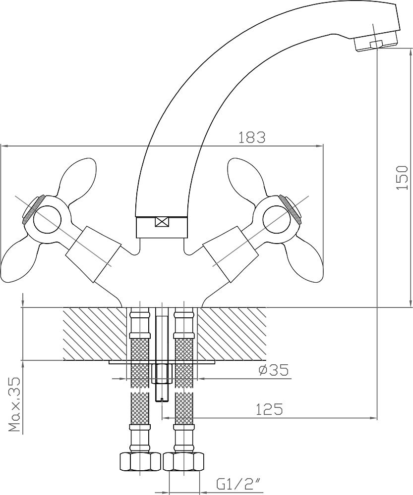 Смеситель для раковины DIWO Сочи SO-02cr