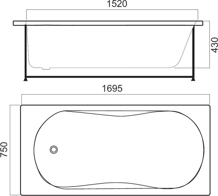 Каркас для ванны Am.Pm Bliss L 170х75