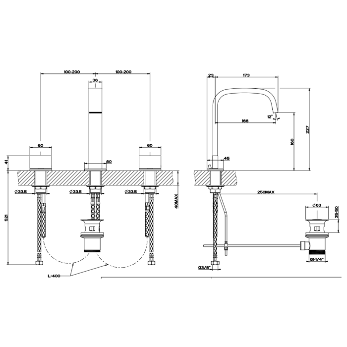 Смеситель для раковины Gessi Rettangolo T 20426#031, хром