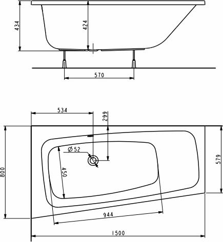 Асимметричная ванна KOLO Split XWA1651000 (левая)