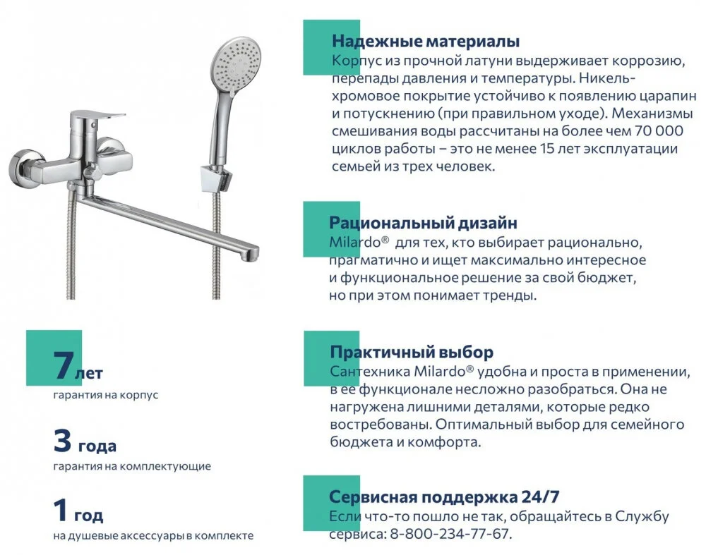 Смеситель для ванны с душем Milardo Demi DEMSB00M10 хром