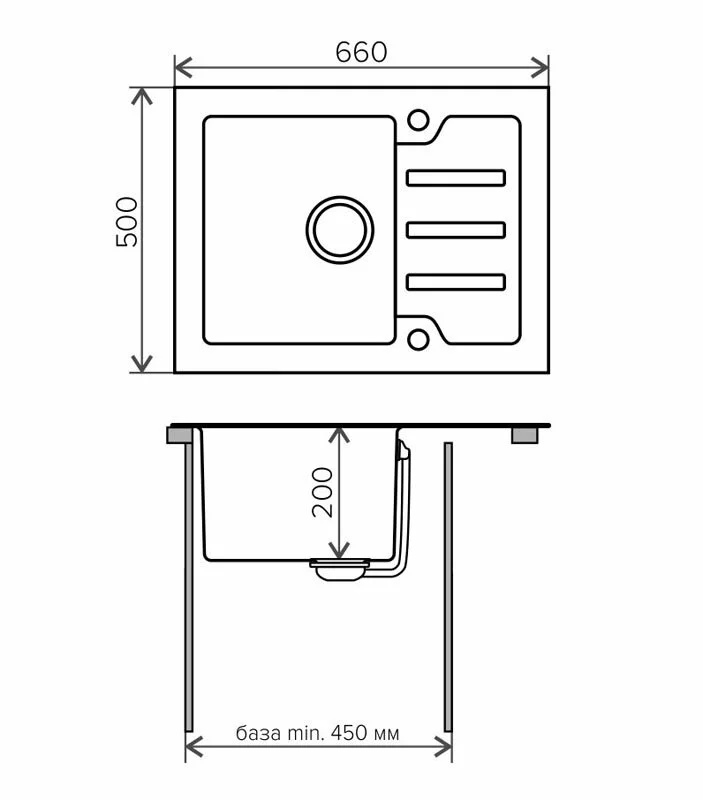 Кухонная мойка Tolero TG-660 Чёрная черный