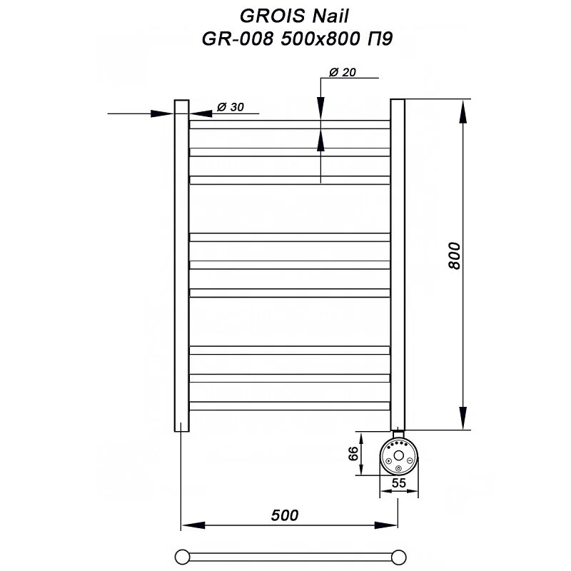 Полотенцесушитель электрический Grois Nail ca-00005362 белый