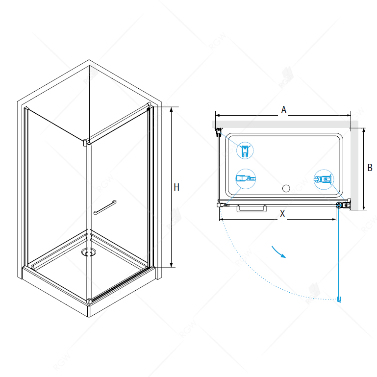 Душевой уголок RGW Passage 410848190-011 стекло прозрачное, профиль хром