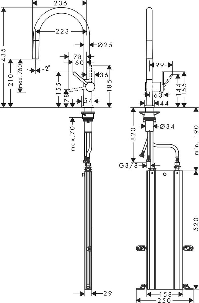 Смеситель для кухни Hansgrohe Talis M54 72803000, хром