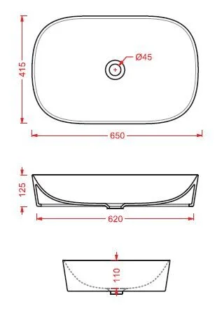 Раковина накладная ArtCeram Ghost GHL002 14 00 красный