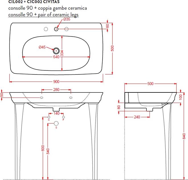 Ножки для раковины ArtCeram Civitas CIC002 03 00, черный