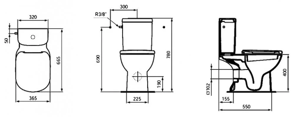 Напольный унитаз Ideal Standard Tempo T331201/T427301 c бачком, белый