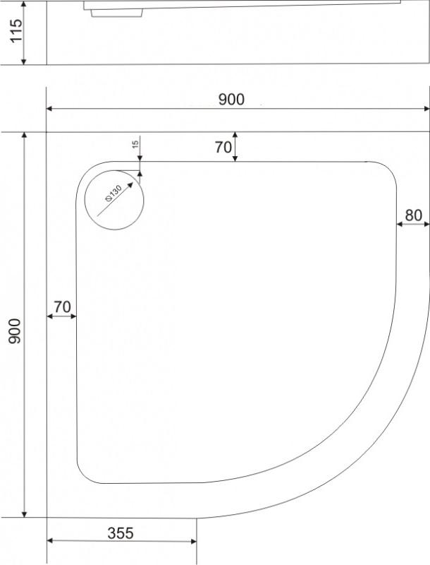 Душевой поддон Bas Раунд R ПН00033, 90x90