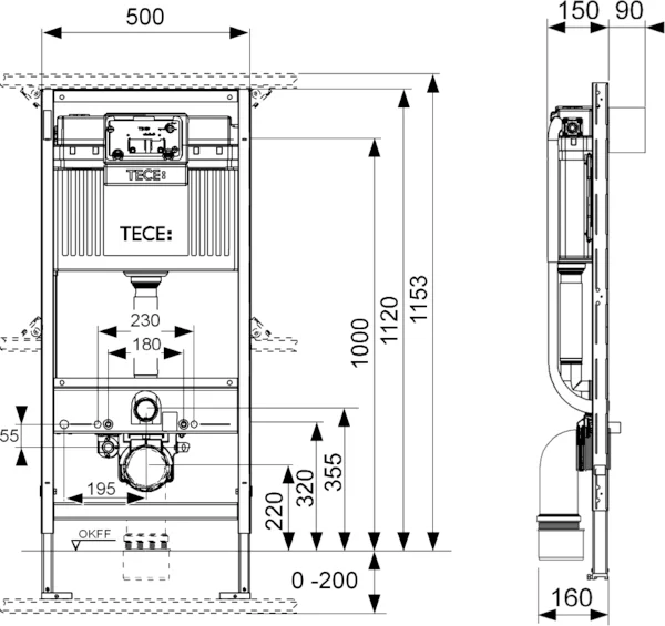 Инсталляция TECE TECEprofil 9300075 с безободковым унитазом Creo Ceramique Avignon AV1100MB, сиденье микролифт, черный матовый, комплект