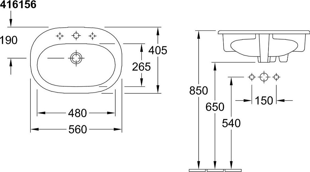 Раковина встраиваемая Villeroy & Boch O.Novo 416156R1