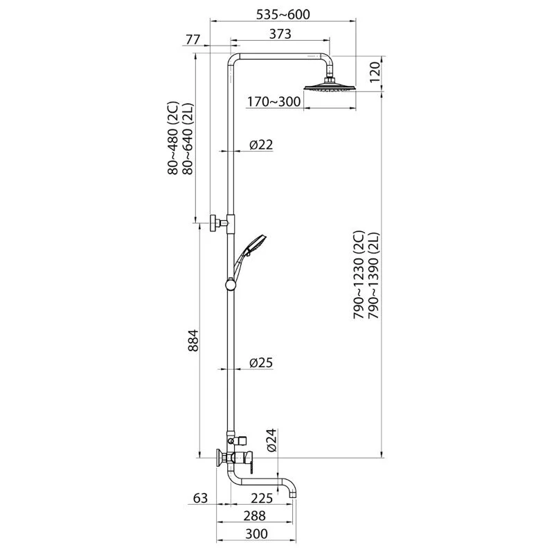 Душевая система Elghansa Shower Systems 2308883-2C (Set-20) хром