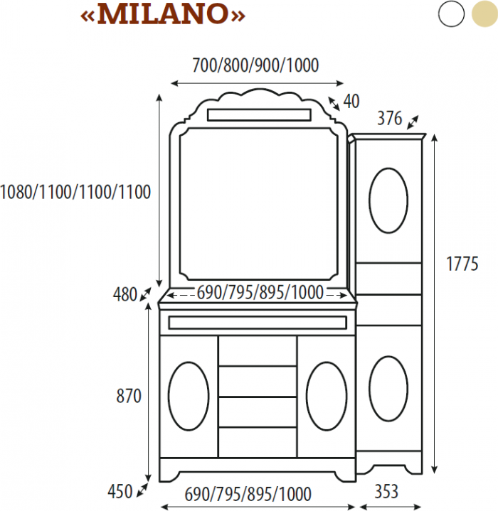 Зеркало Misty Milano Л-Мил02120-013 120 см